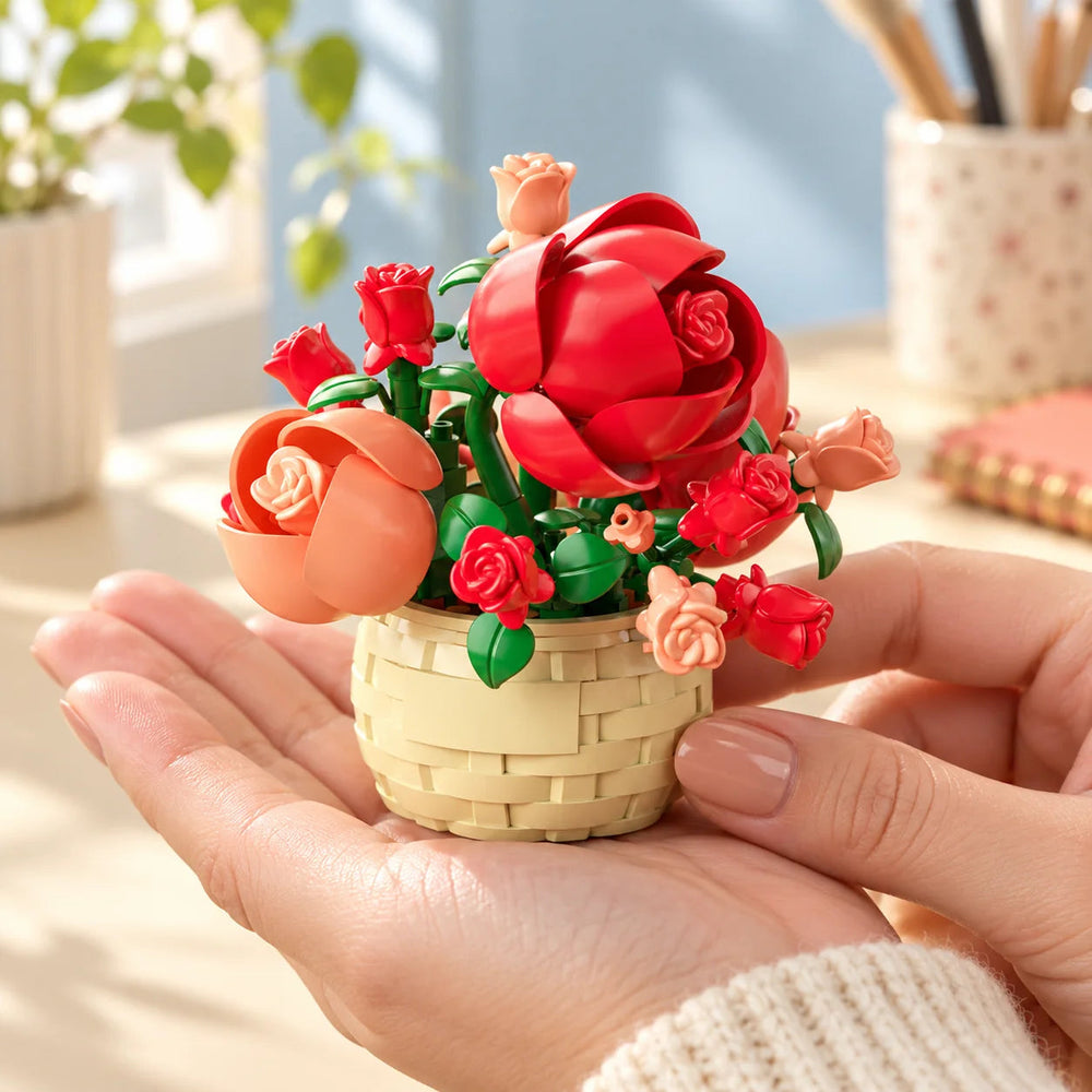 Sweet Roses / 128 pieces shown in a hand for miniature scale.