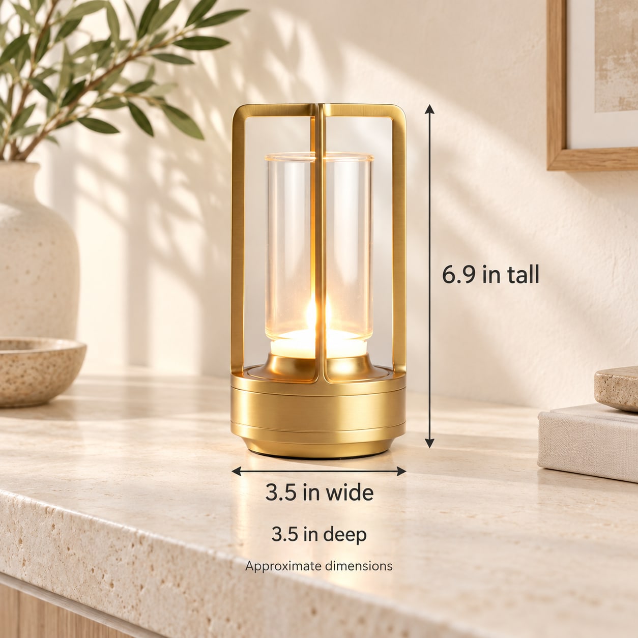 Size guide: approximately 6.9 inches high and 3.5 inches wide and deep.