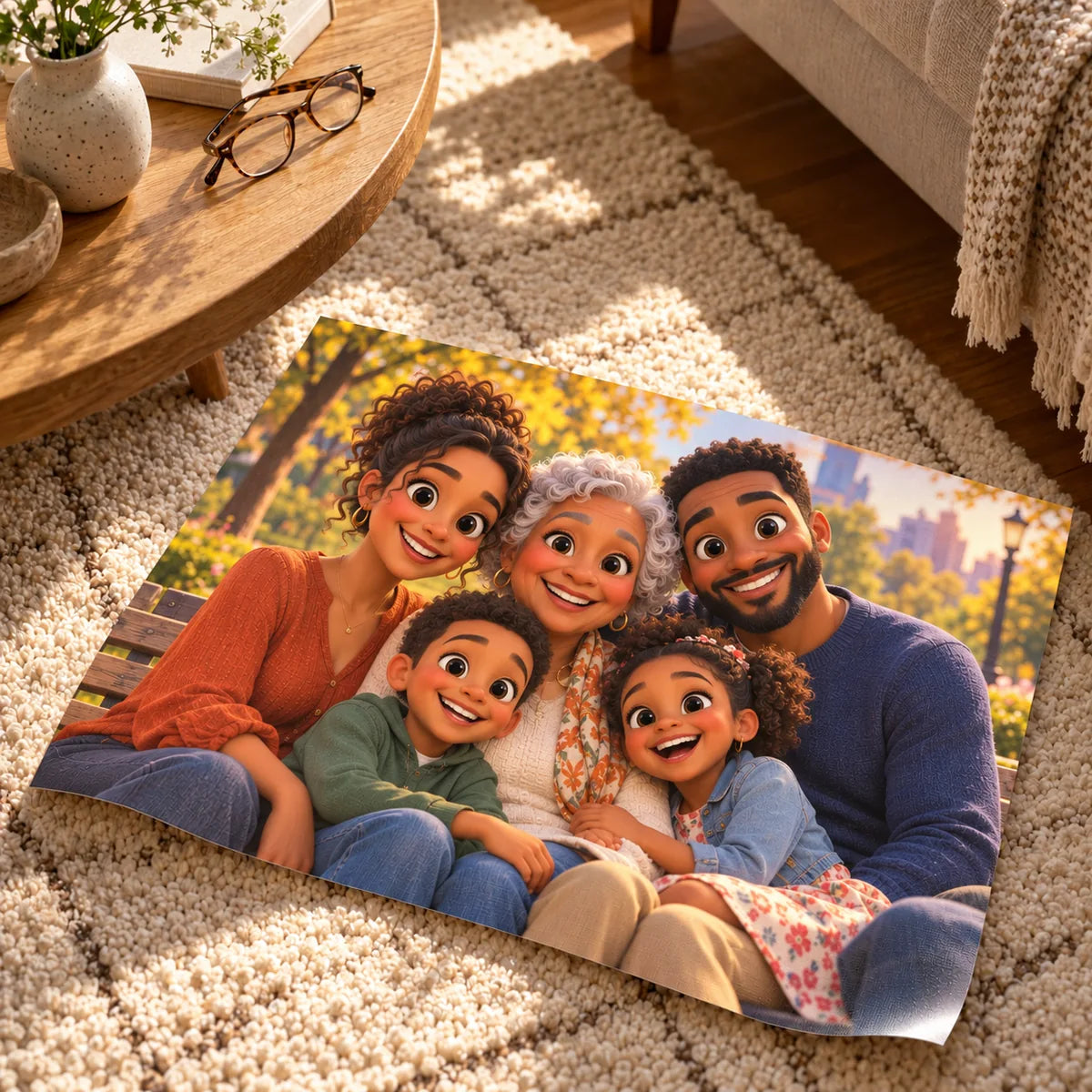 Example cartoon family print on canvas