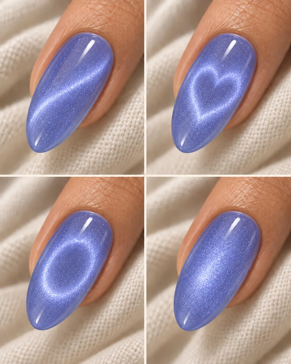 Midnight Muse: Lighter magnetic manicure with line, heart, halo and velvet effects.