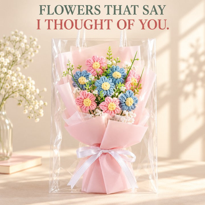 Silent tour of Crochet-Look Flower Bouquet product imagery