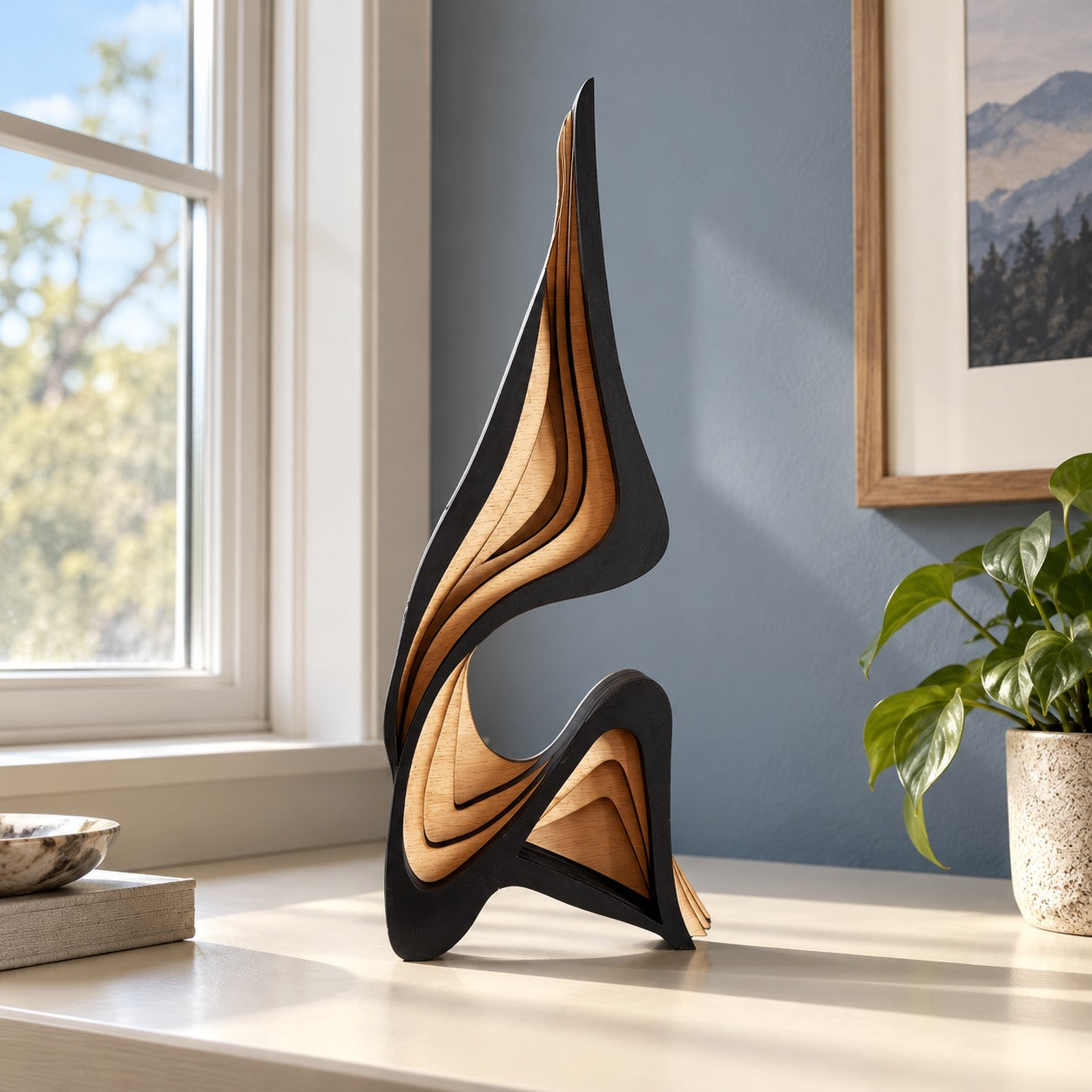 TENLOVE Flow Wooden Sculpture - desk.