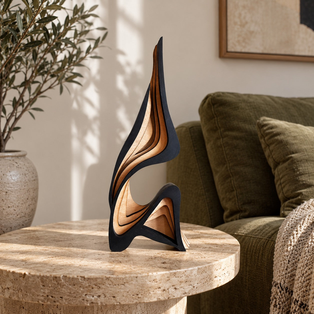 TENLOVE Flow Wooden Sculpture - shelf.