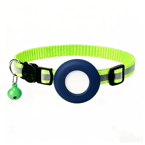 Neon Green / navy holder collar; finder tag sold separately