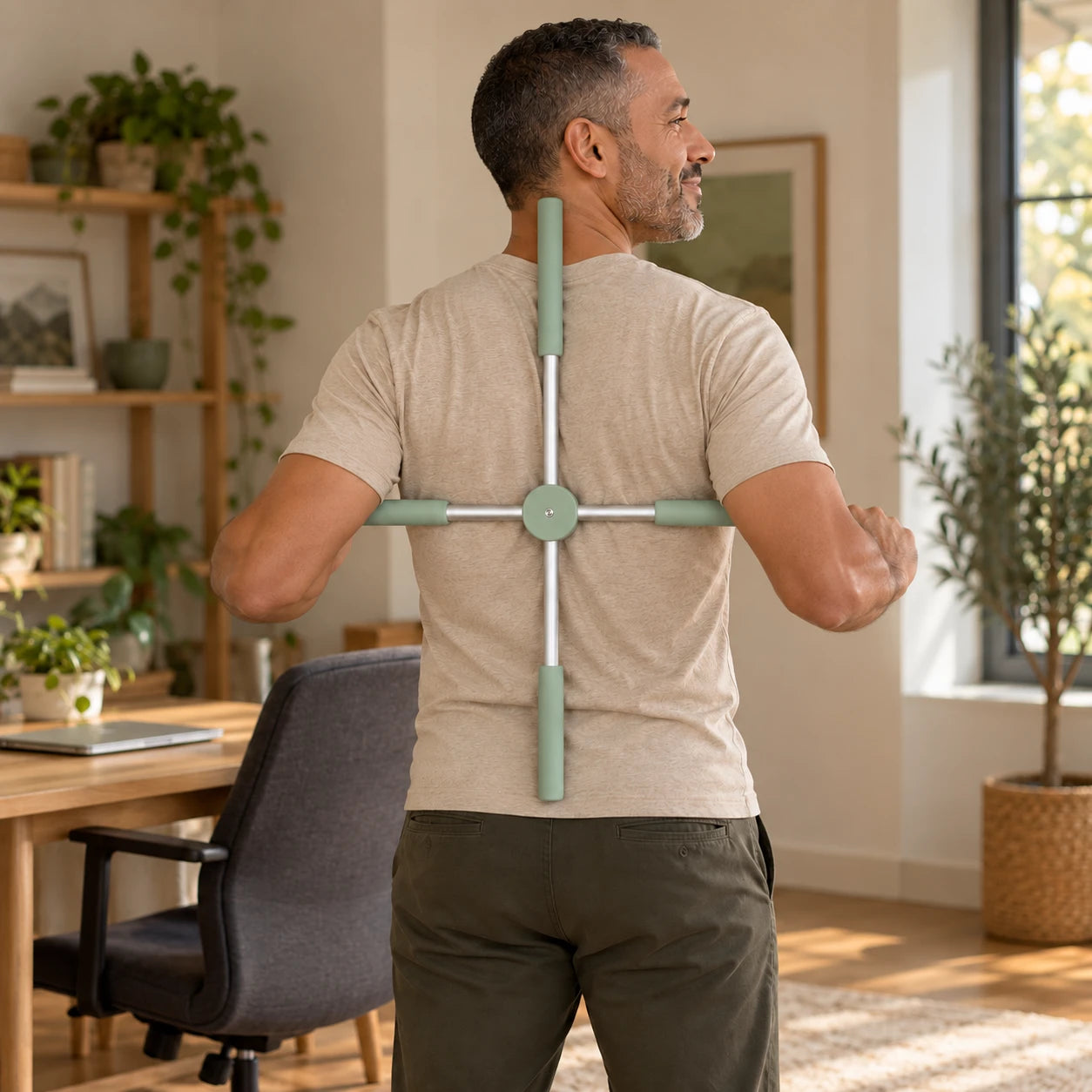 Green stretch: TENLOVE padded cross stretching stick