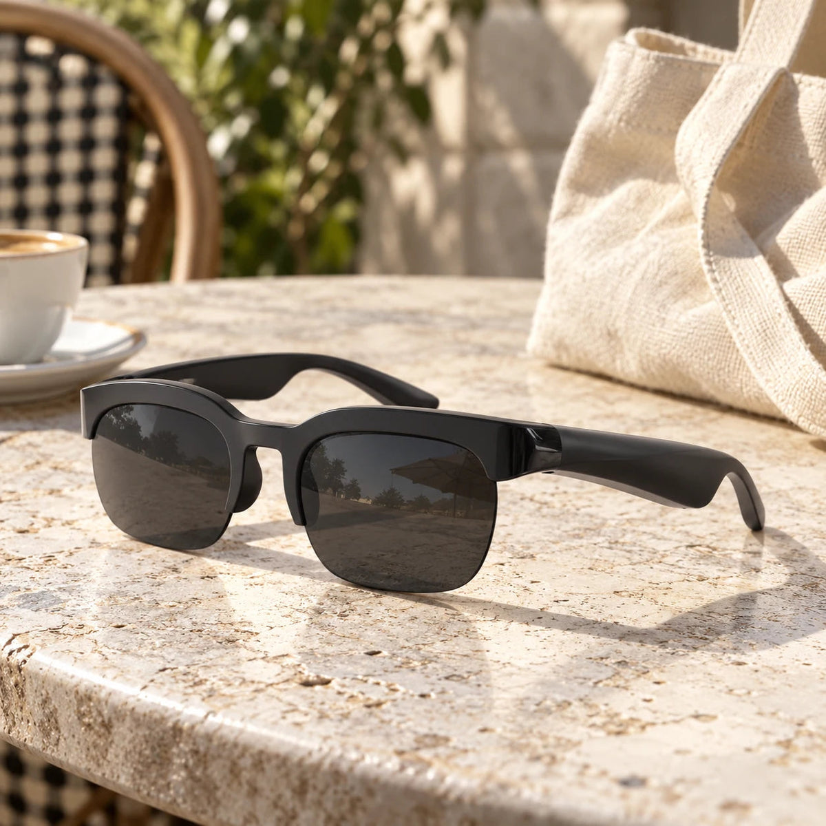 Black Bluetooth audio glasses