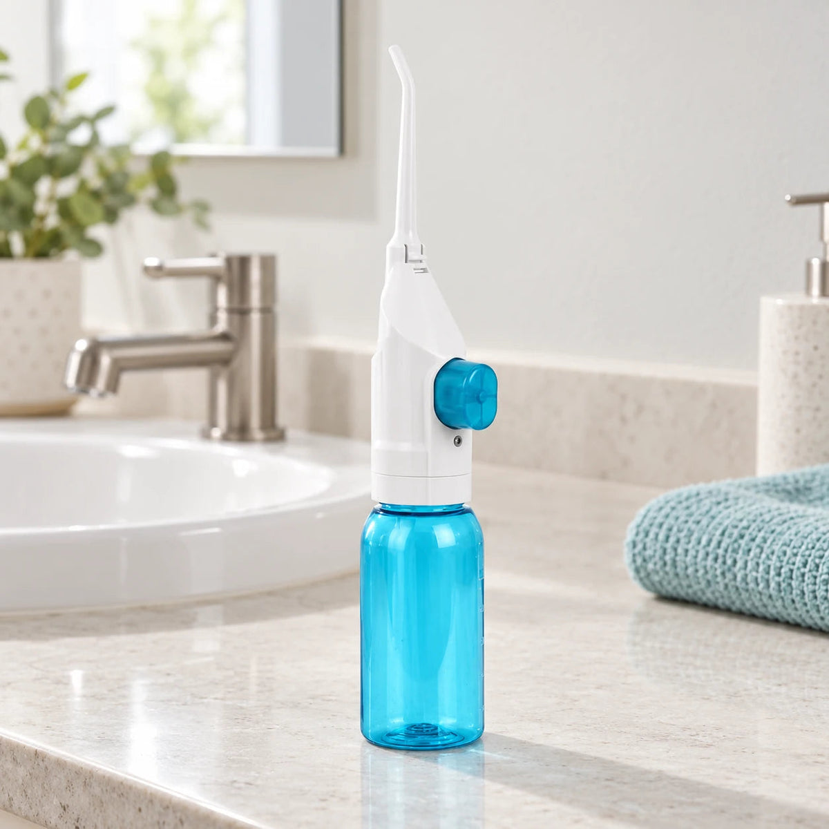 Blue manual water flosser