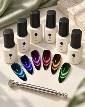 6 Cat-Eye Nail Gels + Magnetic Tool