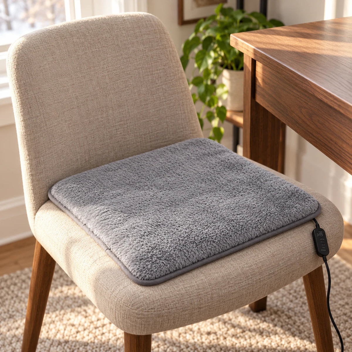 Grey heated seat cushion