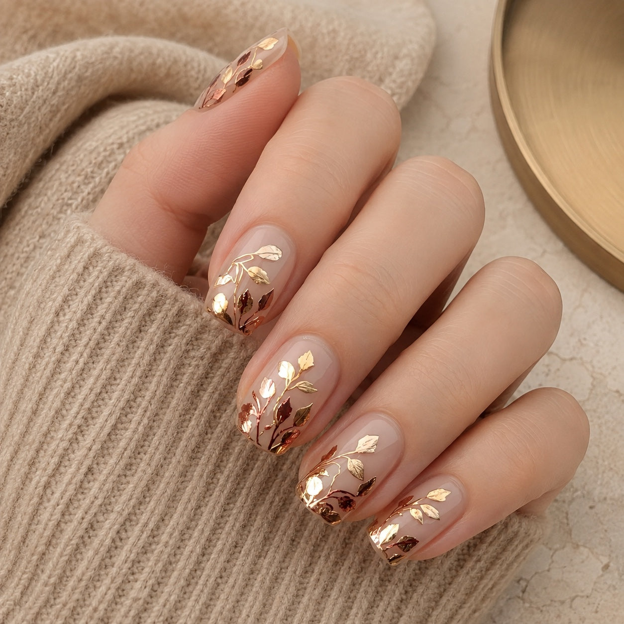 Gilded Botanica press-on nail styling