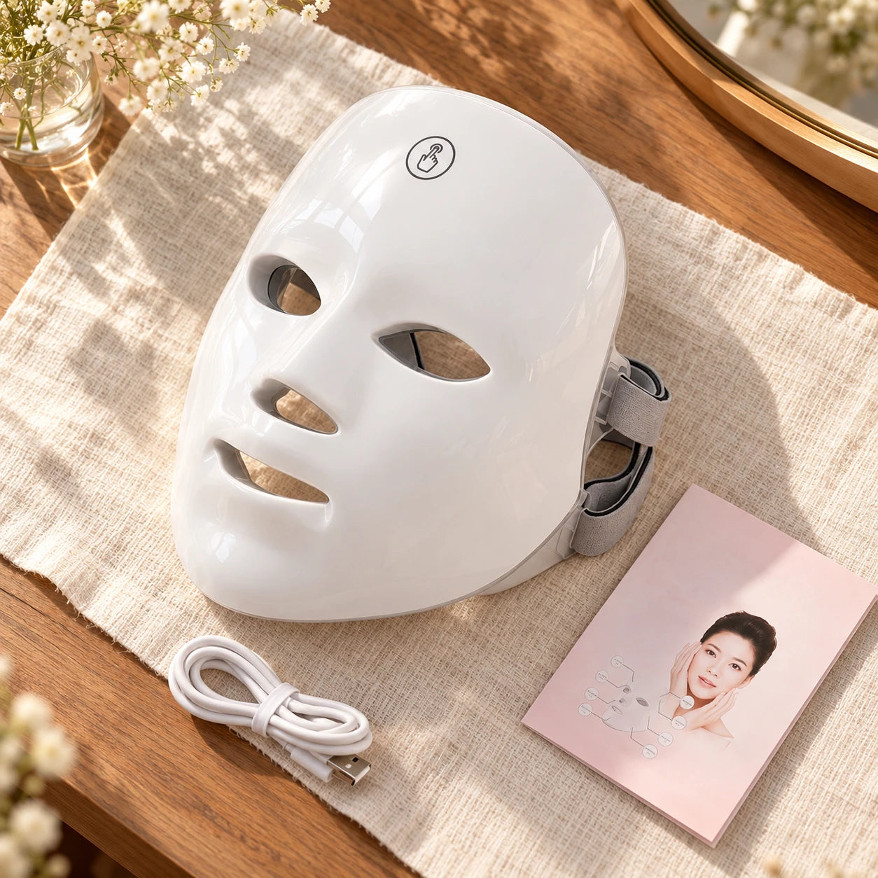 Afterglow white LED face mask: kit.