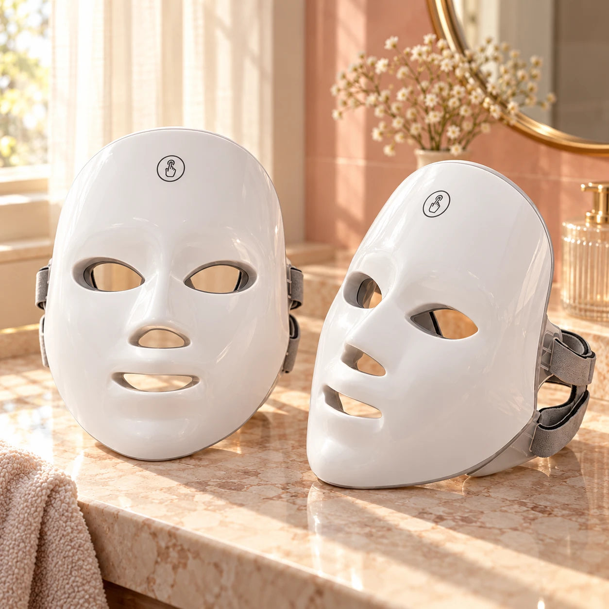 Afterglow white LED face mask: pair.
