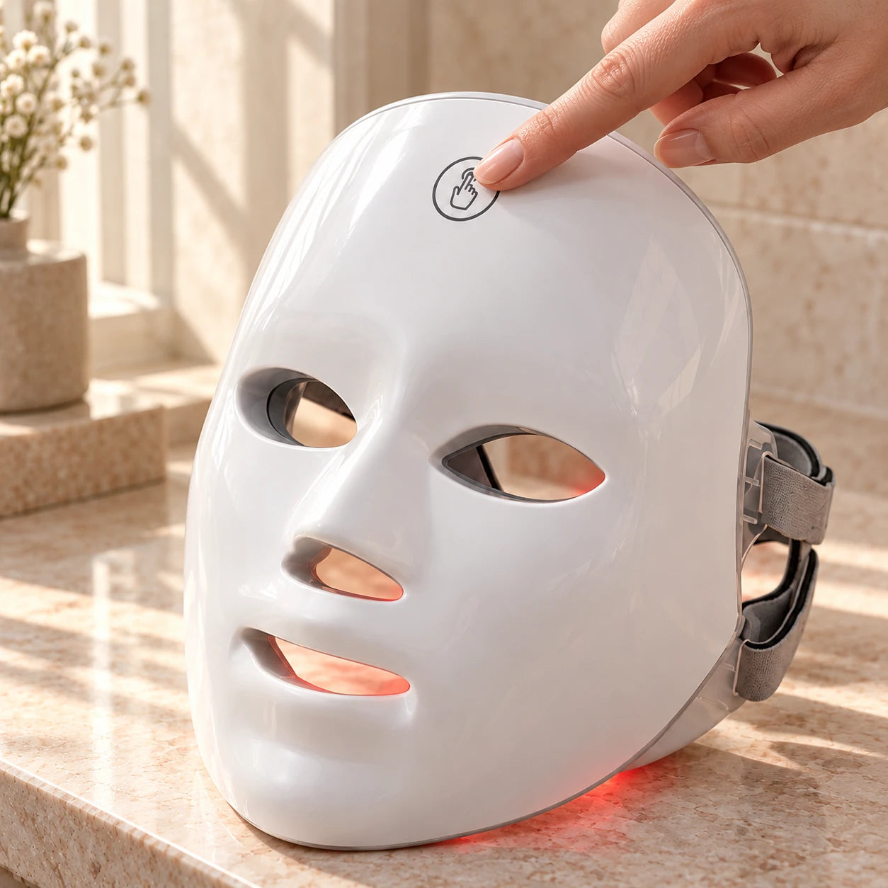 Afterglow white LED face mask: touch.