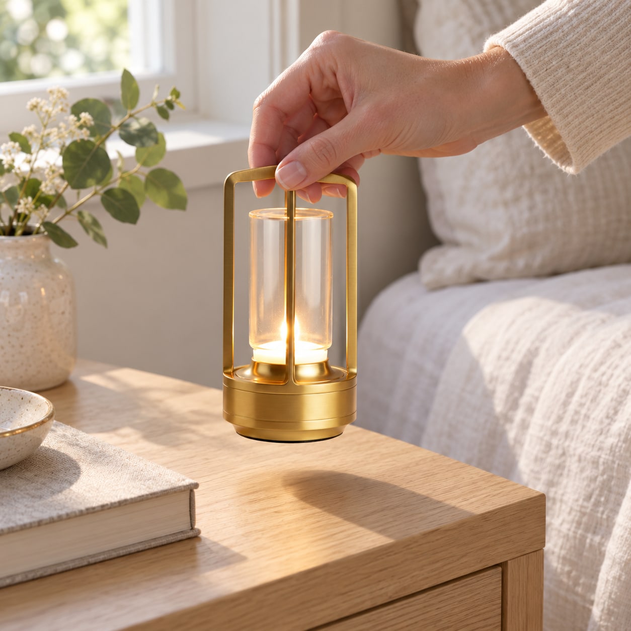 Easy to move: TENLOVE crystal-style rechargeable lantern. 