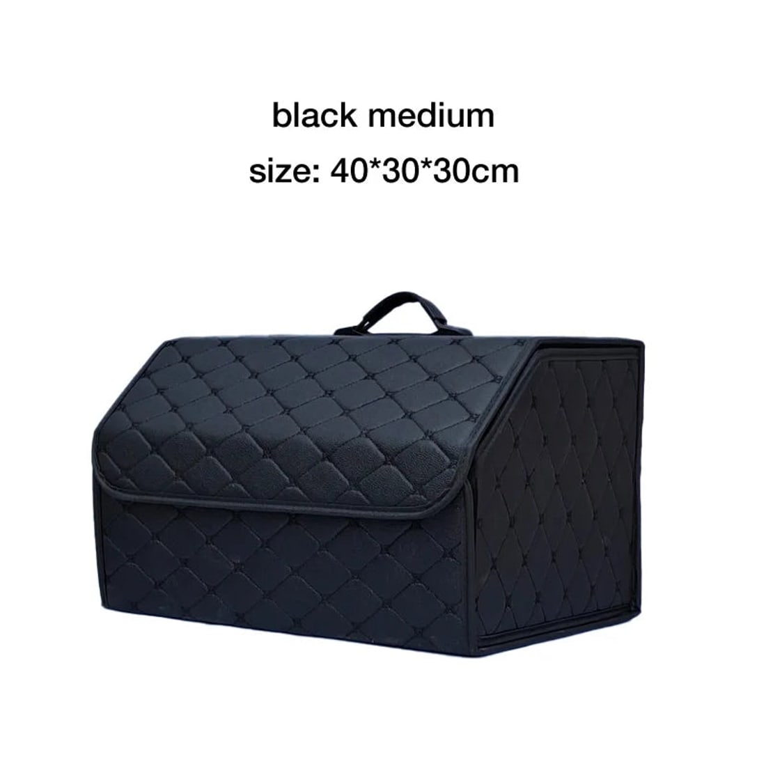 Photograph of the medium black organizer with 40 x 30 x 30 cm measurements.