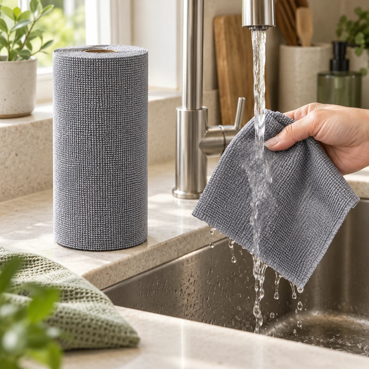 reusable cleaning roll: close-up details.