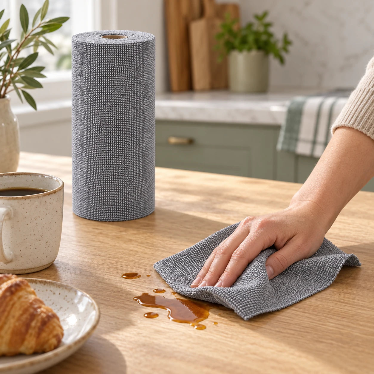 reusable cleaning roll: everyday setting.
