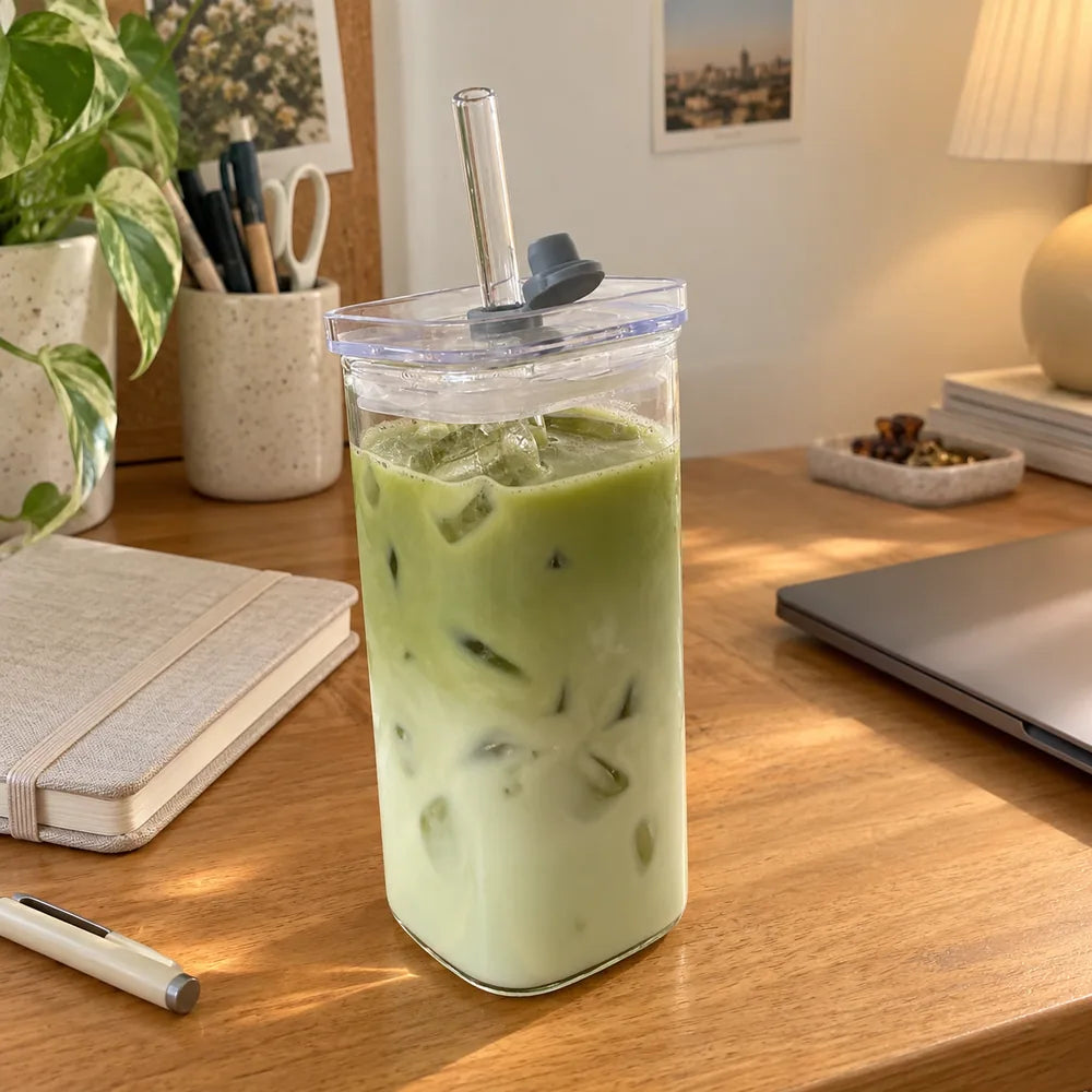 square glass cup: everyday photograph.