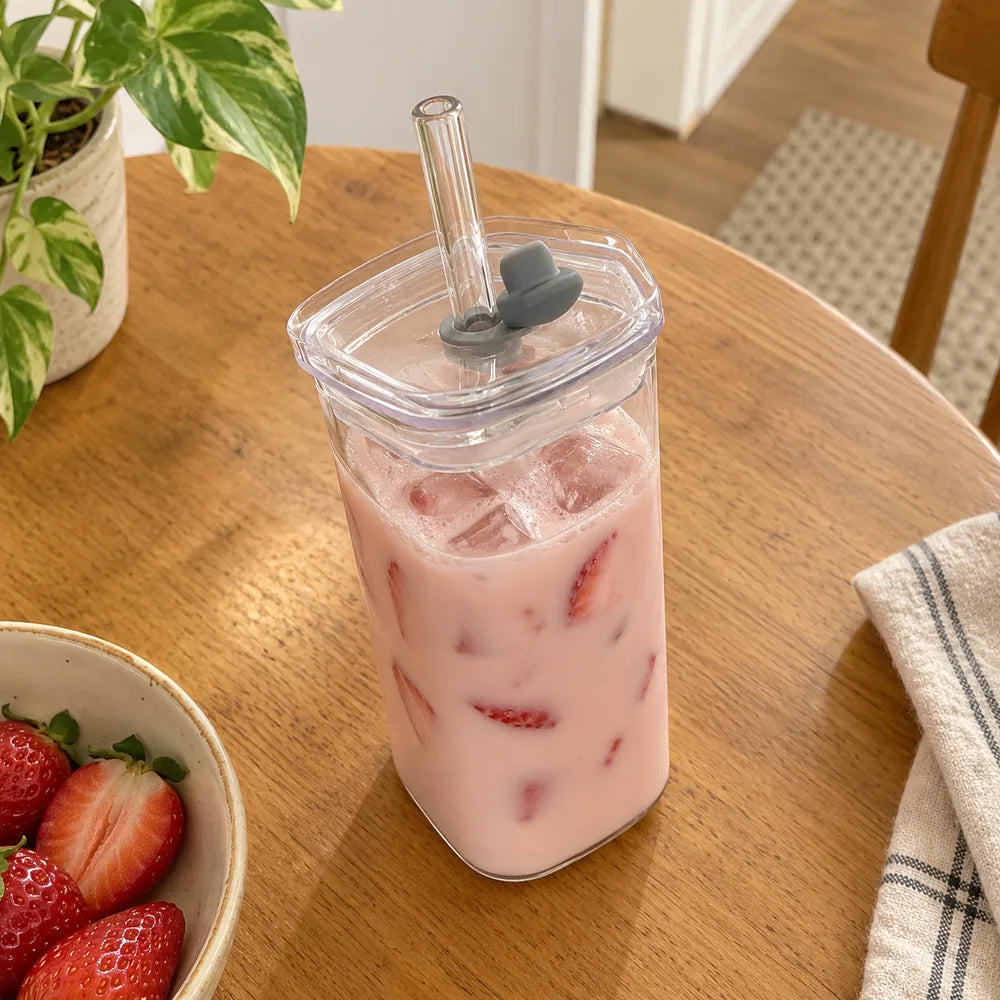 square glass cup: everyday photograph.