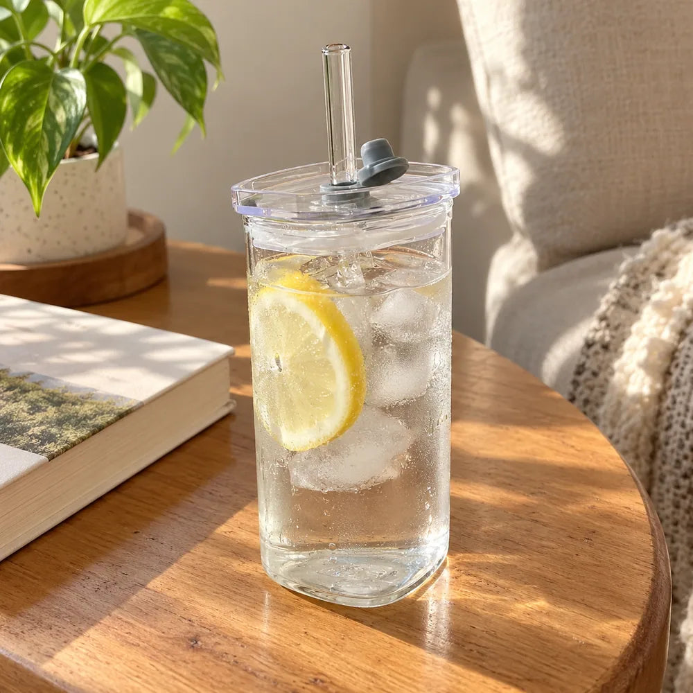 square glass cup: everyday photograph.