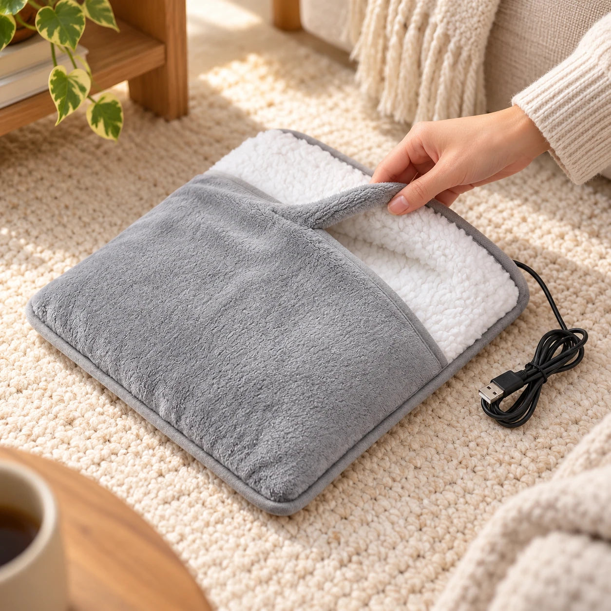 USB foot warmer: close-up details.