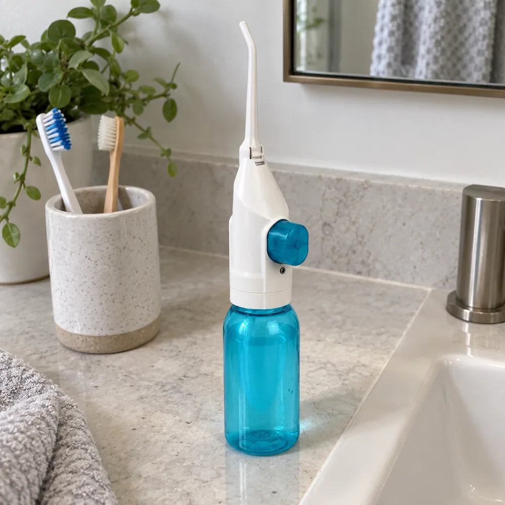 manual water flosser: everyday photograph.