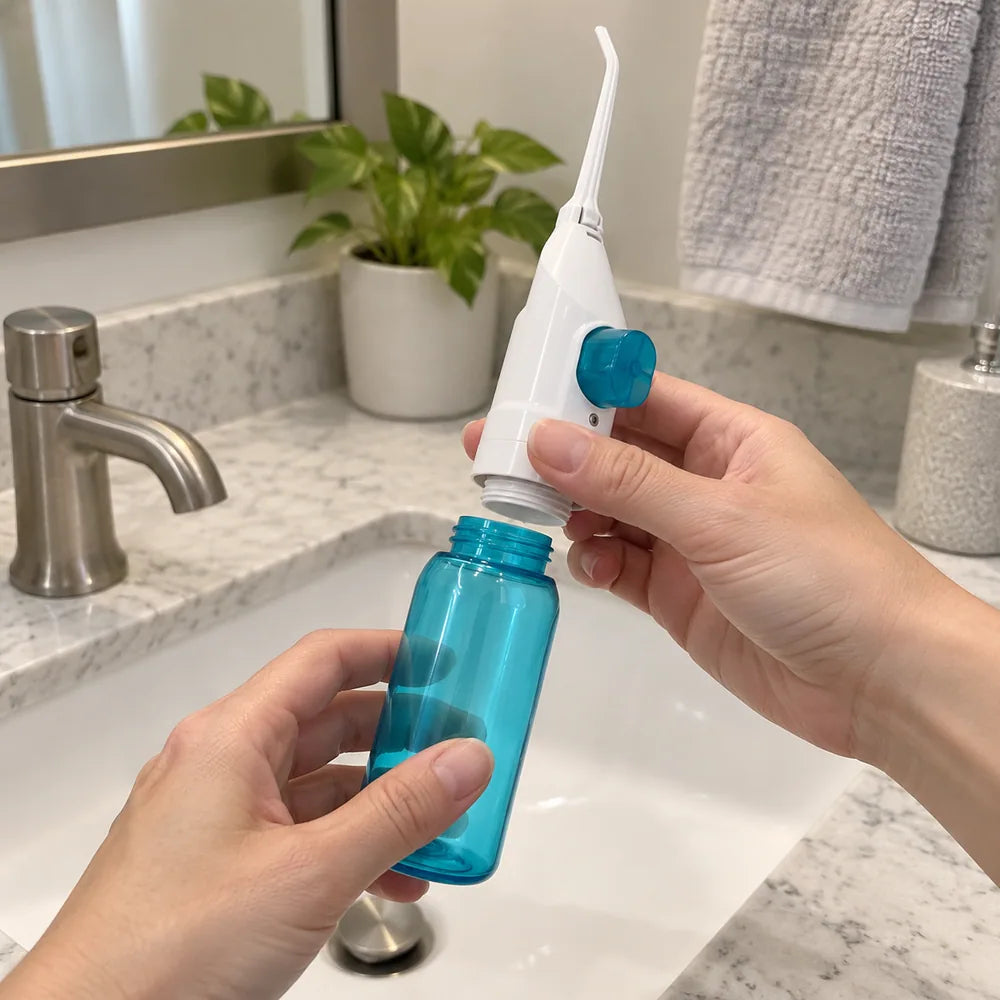 manual water flosser: everyday photograph.