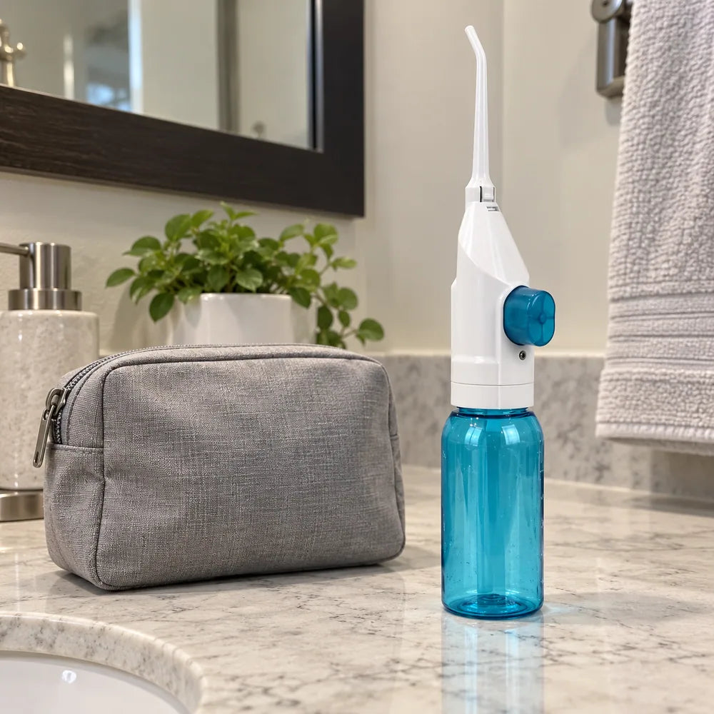 manual water flosser: everyday photograph.