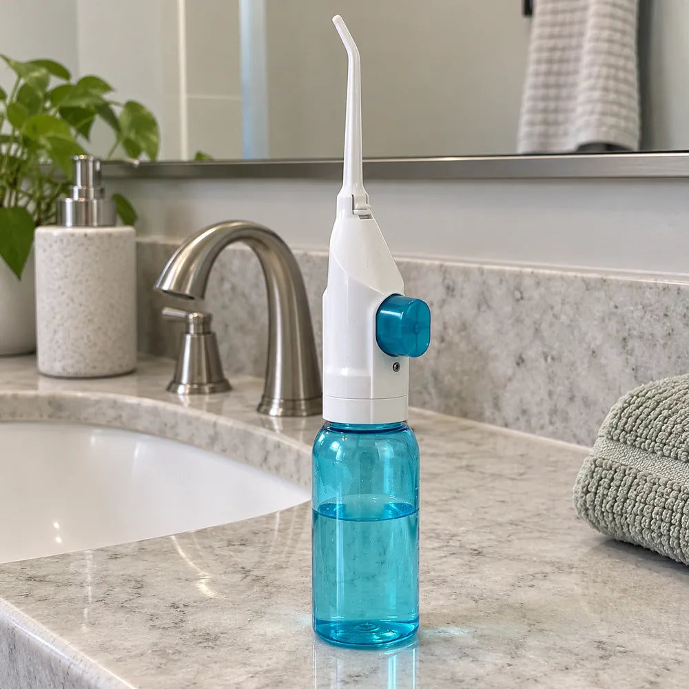manual water flosser: everyday photograph.