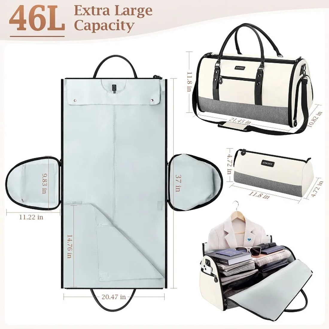 Supplier measurements and travel bag construction