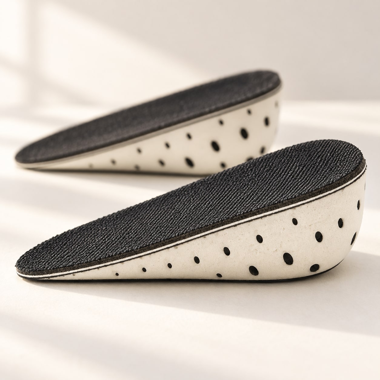 Close view of the fabric top, tapered wedge and ventilation openings