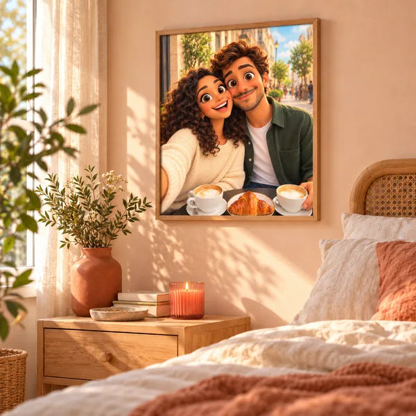 Example portrait displayed in a styled home; frame not included