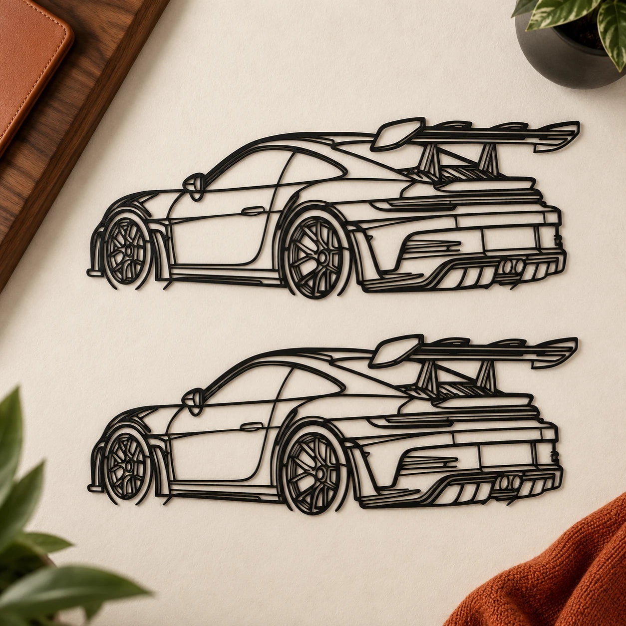 Sports Car Metal Wall Art — pair