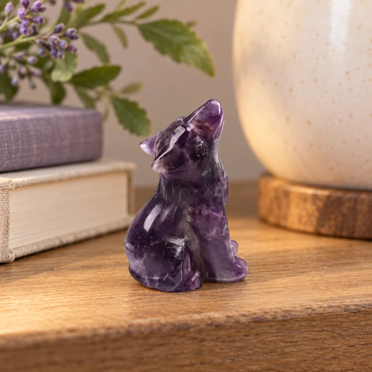 Mini Stone Wolf Figurine — lifestyle