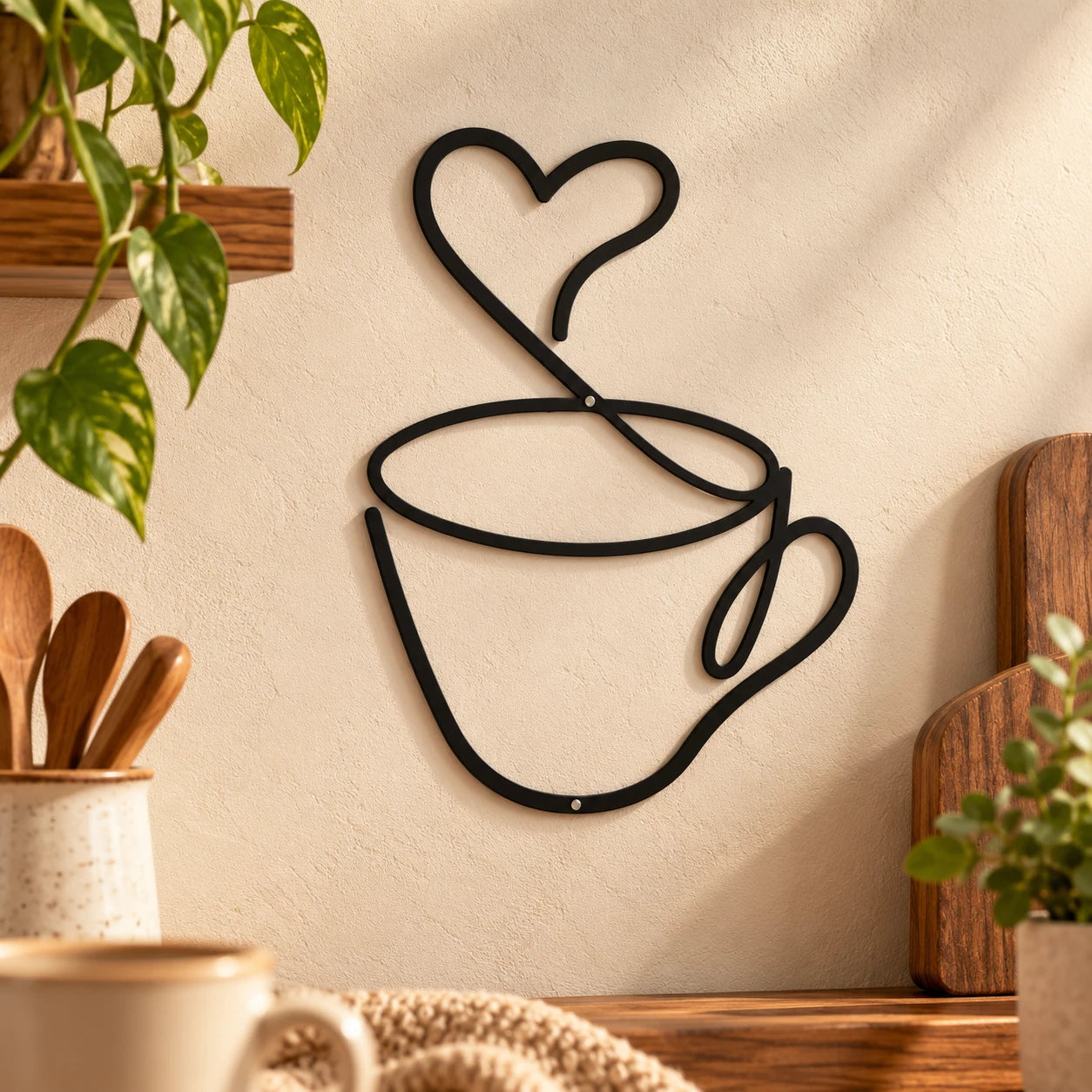 3-Piece Coffee Cup Metal Wall Art — detail a