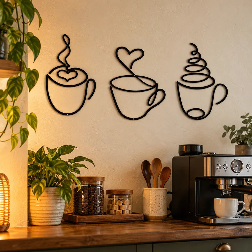 3-Piece Coffee Cup Metal Wall Art — Customer photo 1
