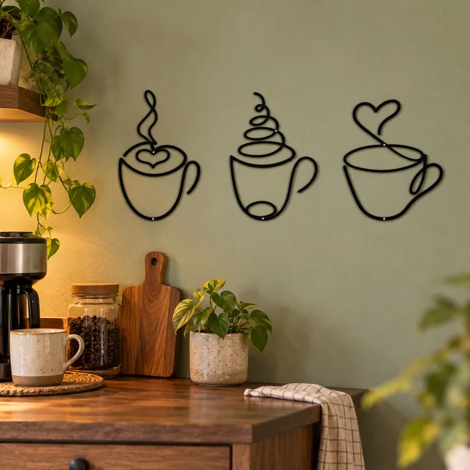 3-Piece Coffee Cup Metal Wall Art — Customer photo 2