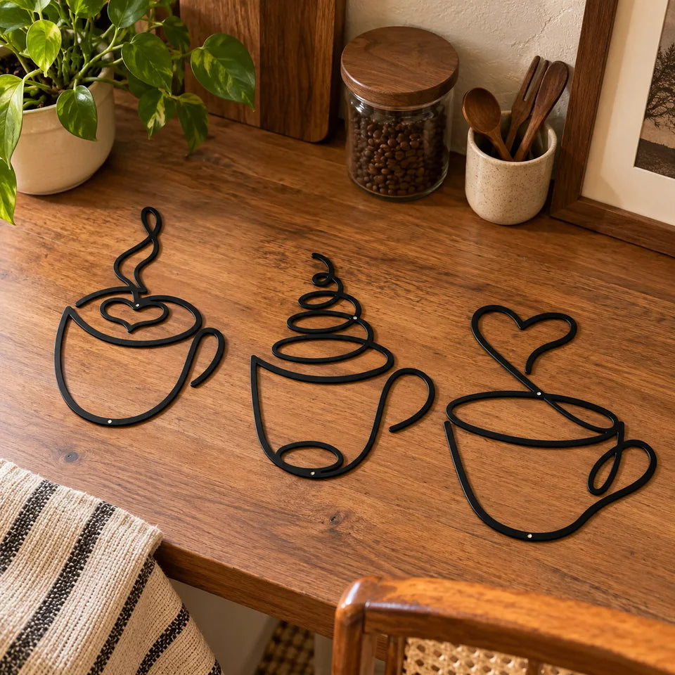 3-Piece Coffee Cup Metal Wall Art — Customer photo 3