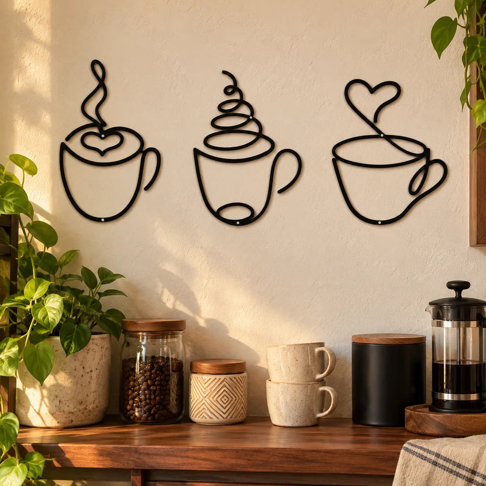 3-Piece Coffee Cup Metal Wall Art — Customer photo 4