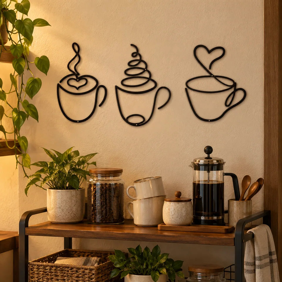 3-Piece Coffee Cup Metal Wall Art — Customer photo 5