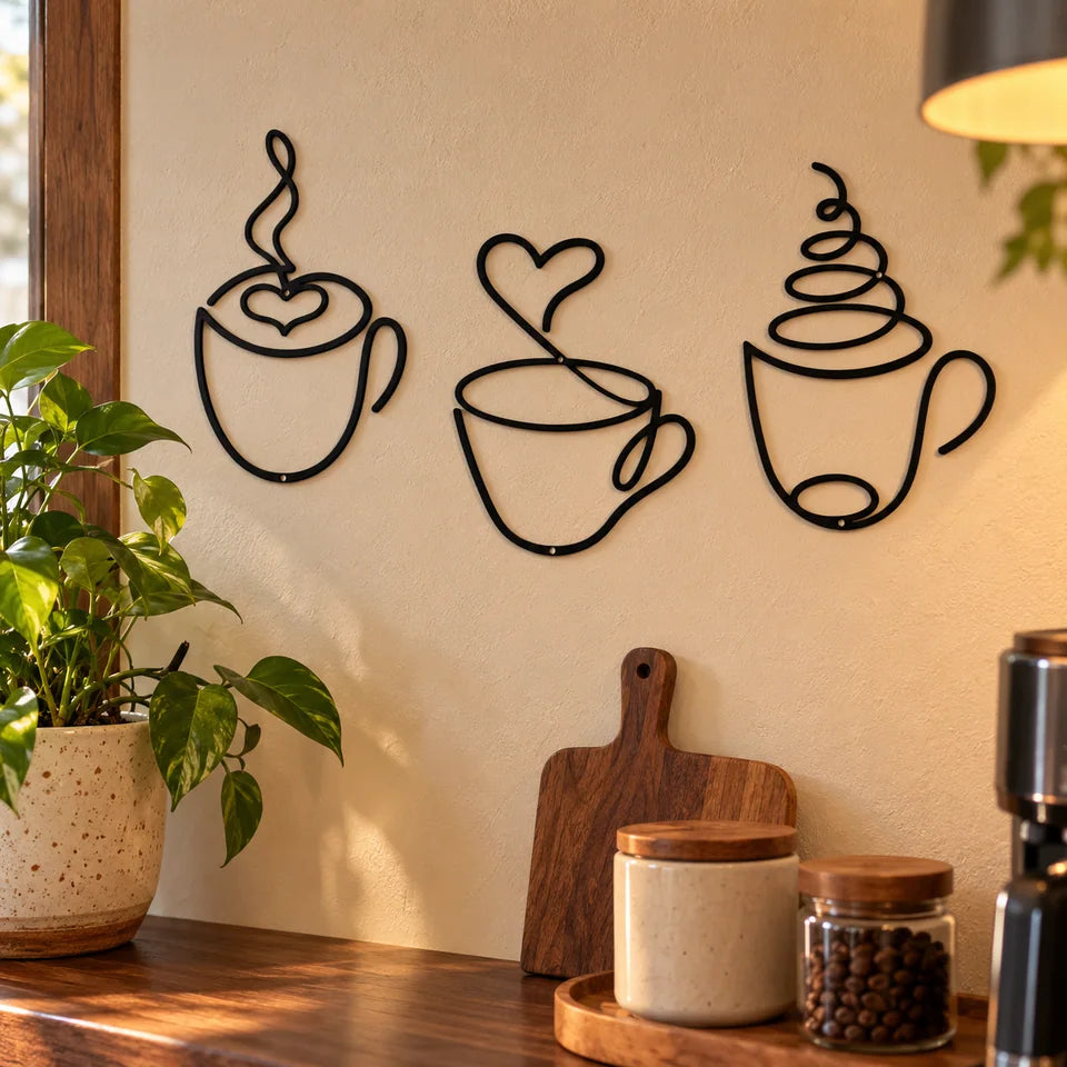 3-Piece Coffee Cup Metal Wall Art — Customer photo 6