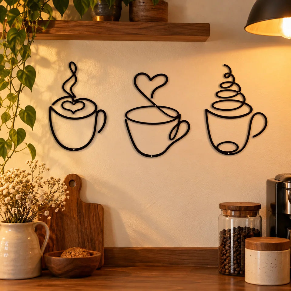 3-Piece Coffee Cup Metal Wall Art — Customer photo 7