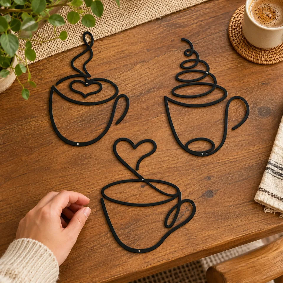3-Piece Coffee Cup Metal Wall Art — Customer photo 8