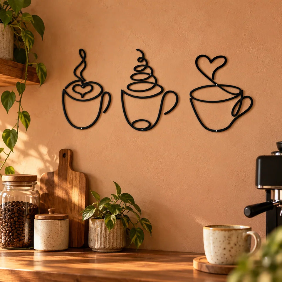 3-Piece Coffee Cup Metal Wall Art — Customer photo 10