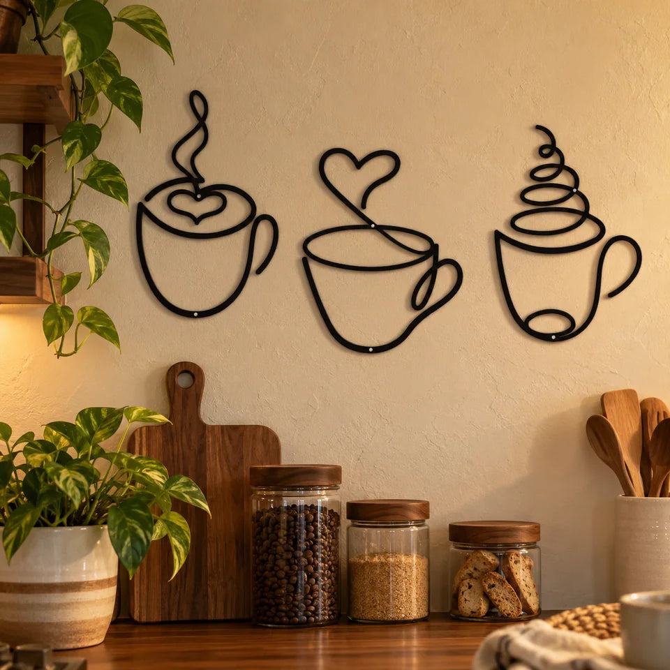 3-Piece Coffee Cup Metal Wall Art — Customer photo 11