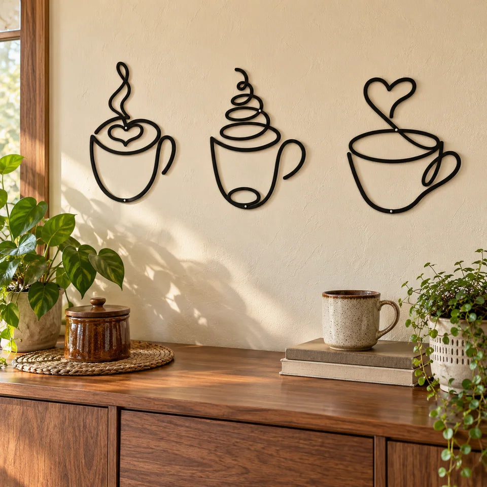 3-Piece Coffee Cup Metal Wall Art — Customer photo 12