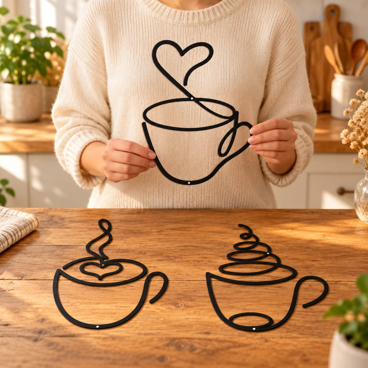 3-Piece Coffee Cup Metal Wall Art — scale