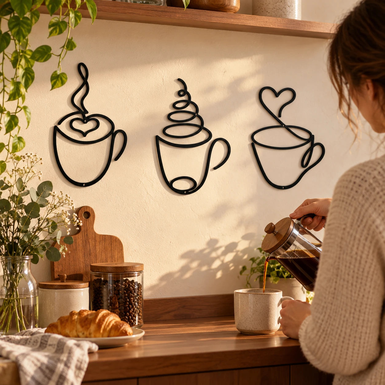 3-Piece Coffee Cup Metal Wall Art — story