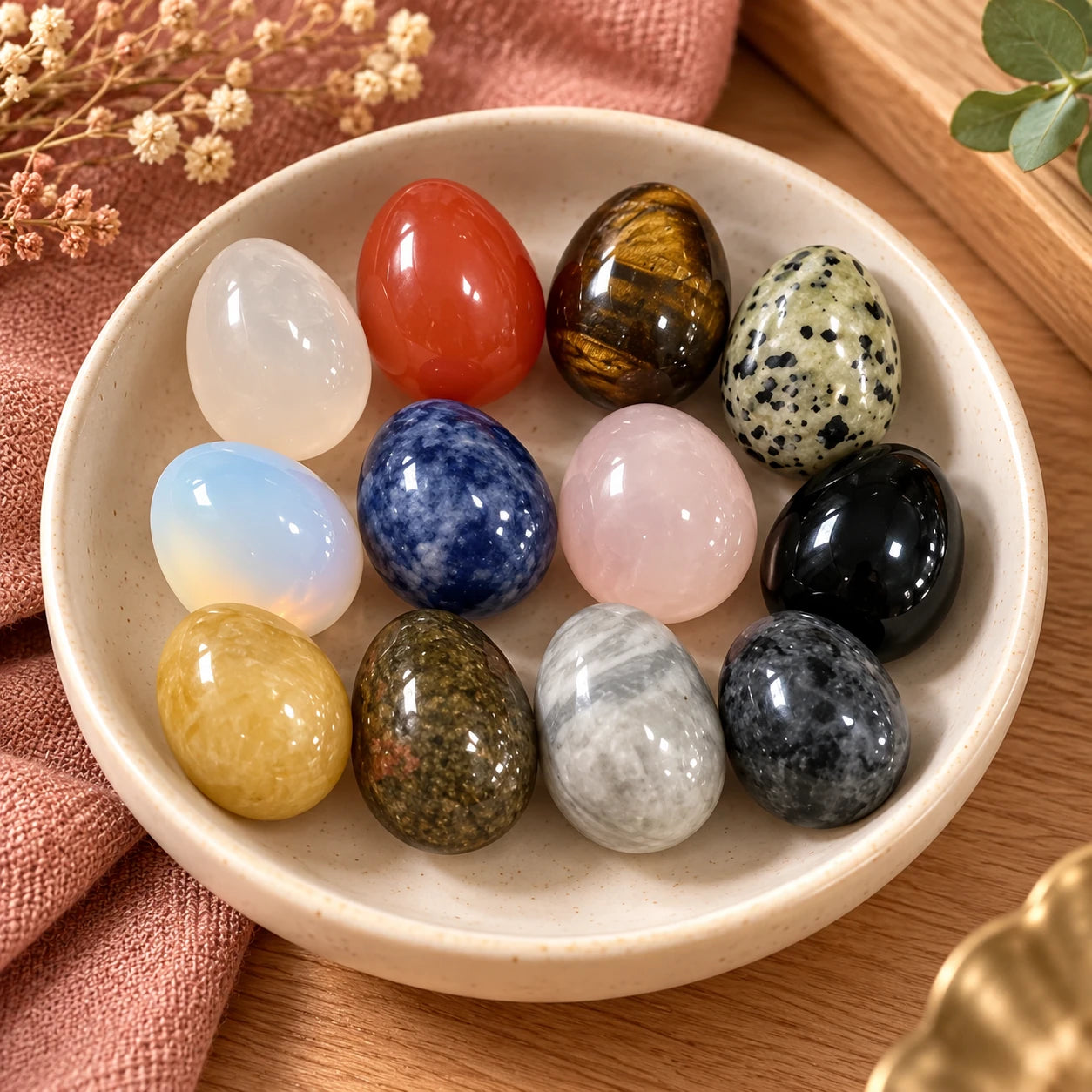 12 Polished Mini Egg Stones — detail a