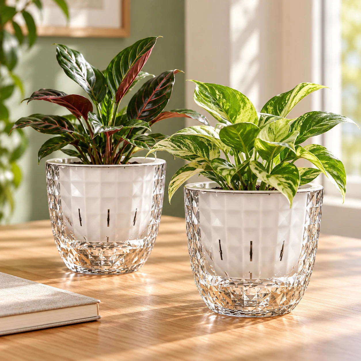 Clear Self-Watering Planter — pair